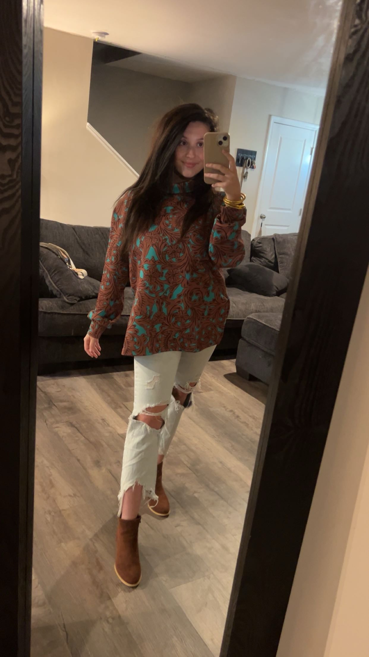 Charmed in Turquoise Mock Neck