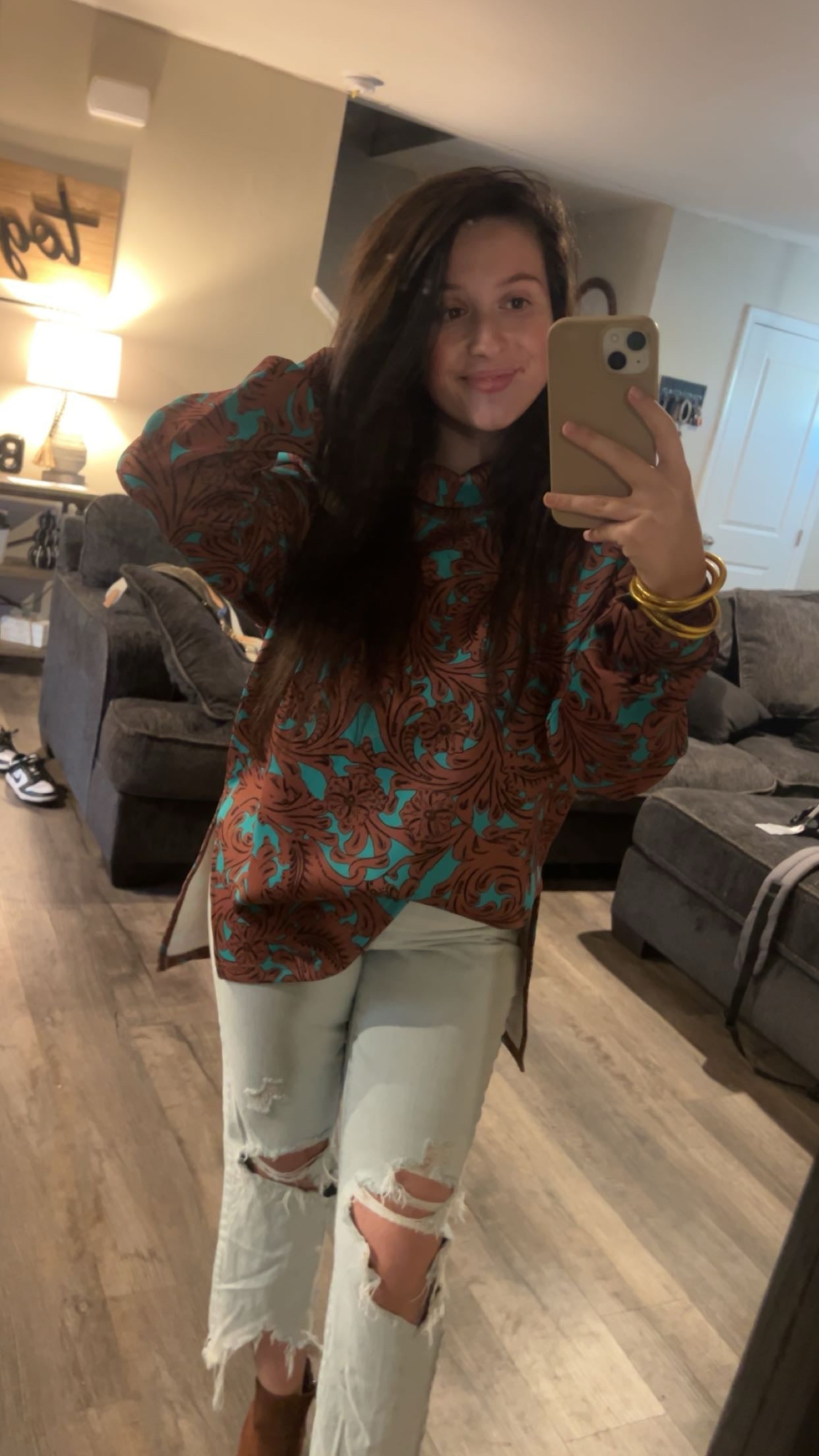 Charmed in Turquoise Mock Neck