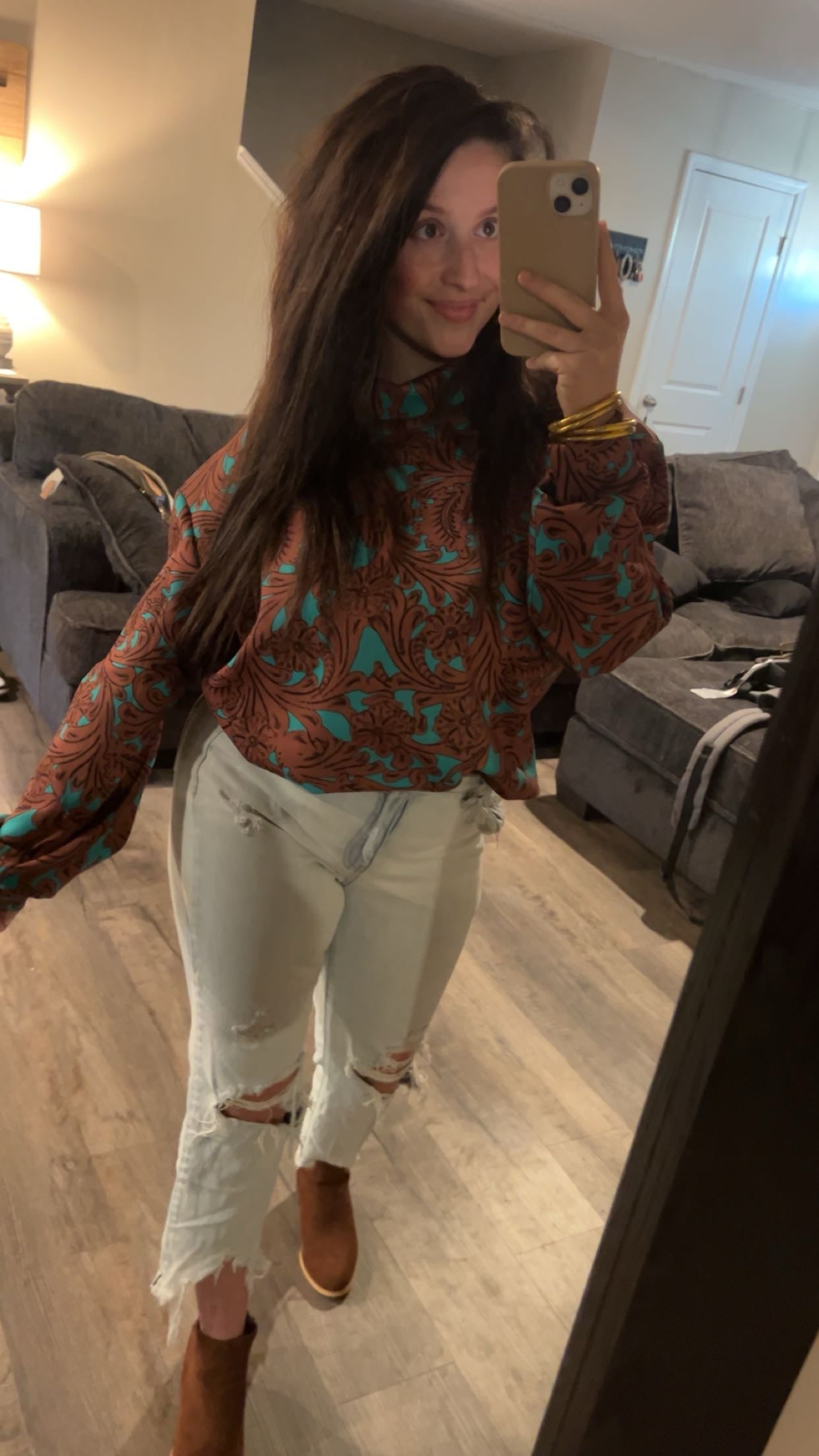 Charmed in Turquoise Mock Neck