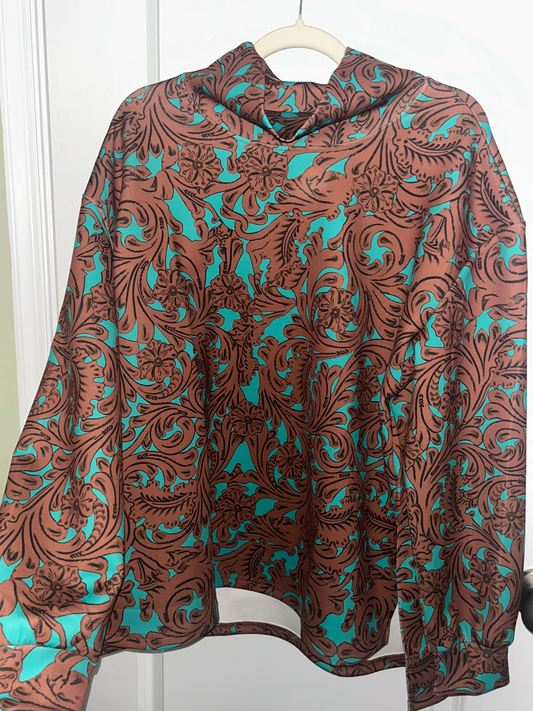 Charmed in Turquoise Mock Neck