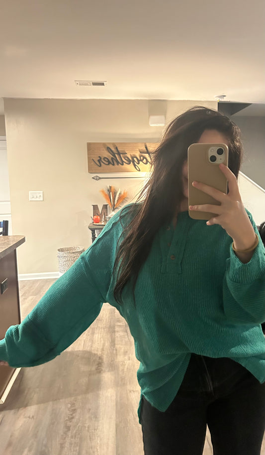 Ribbed Henley sweater